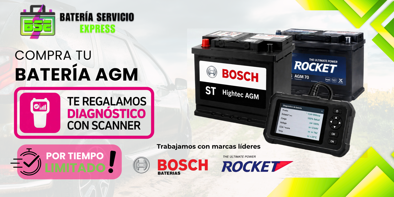 Baterías AGM con diagnóstico por scanner